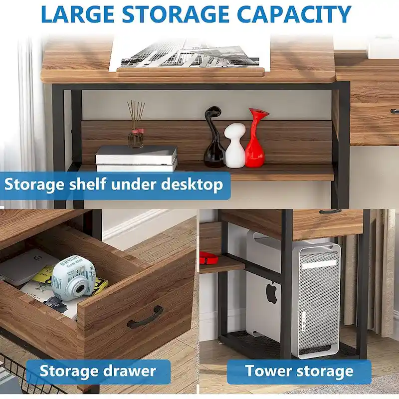 Drafting Table Drawing Computer Desk Artist Craft Table with Adjustable Top