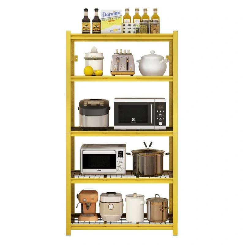 5-Tier Yellow Adjustable Metal Shelving Unit Heavy Duty Garage Storage