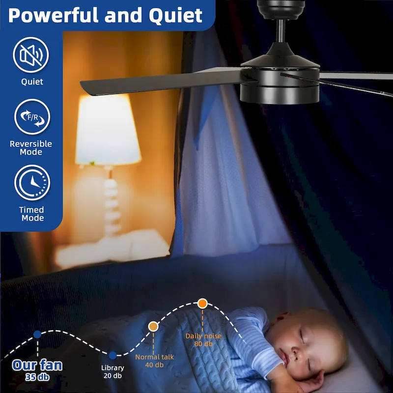 Moasis 48 Inch 4 Blades Ceiling Fans with Light and Remote Control&App Control