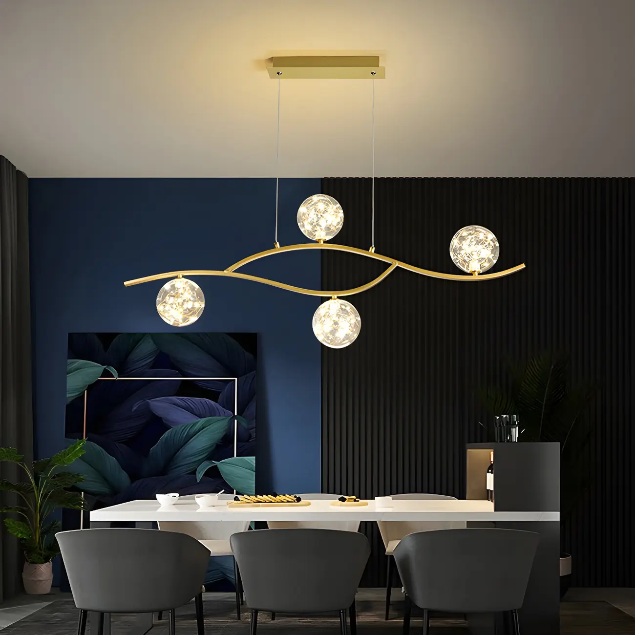 Modern Adjustable Clear Glass LED Pendant Light