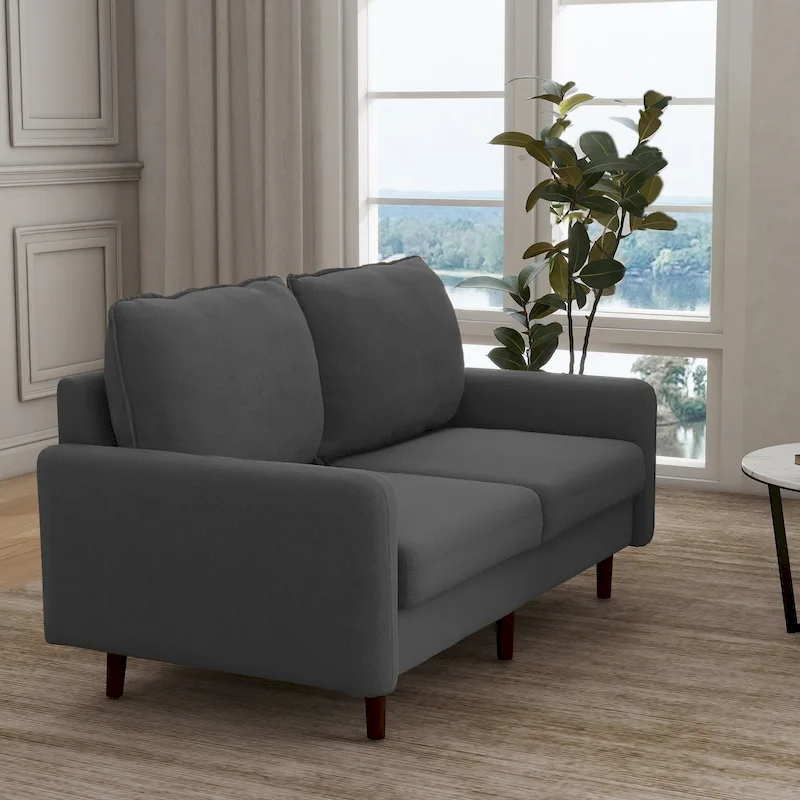 Modern Loveseat Velvet Wood Legs Sofa