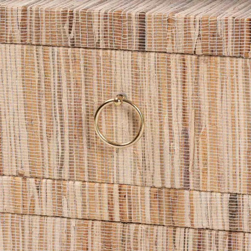 Natural Woven Grasscloth 2-Drawer Nightstand, 1-Person