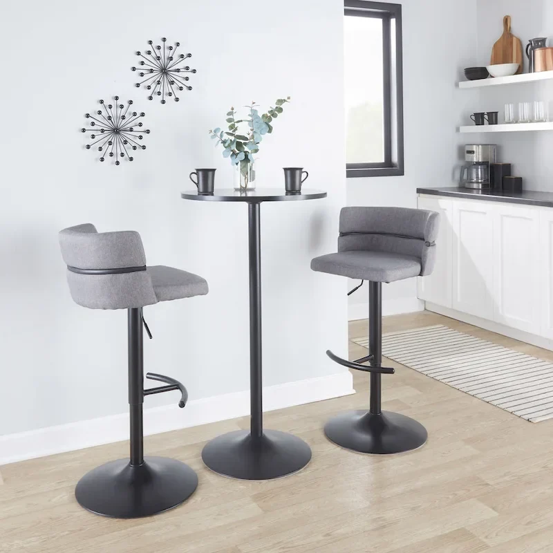 Adjustable Bar Stools with Rounded T Footrest Set of 2