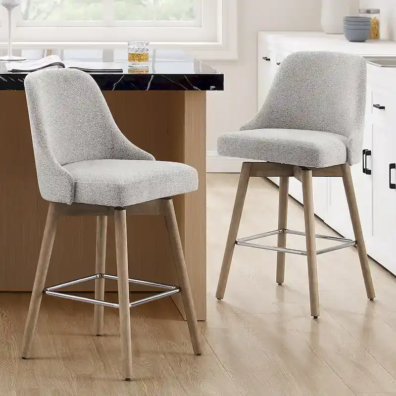 Art Leon Set of 2 Upholstered Counter Height Swivel Barstool