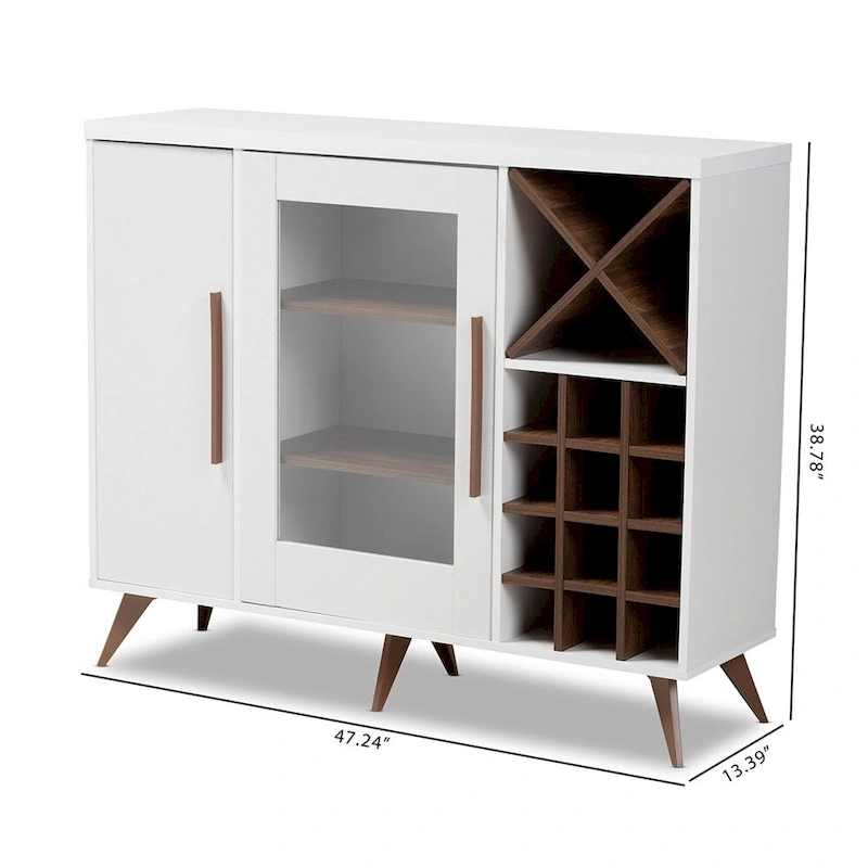 Pietro Mid-Century Modern Finished Wine Cabinet - 38.78 High x 47.24 Wide x 13.39 Deep