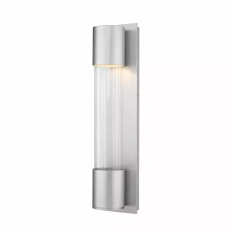 Striate Collection LED Wall Sconce - Modern Glass Cylinder, 21 Height, Dimmable, Wet Rated