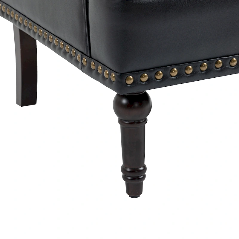 Tufted Vegan Leather Accent Chairs Armchairs with Nailhead Trim