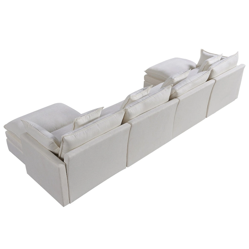 White 142.52 U-Shaped 6-Seater Sectional Sofa