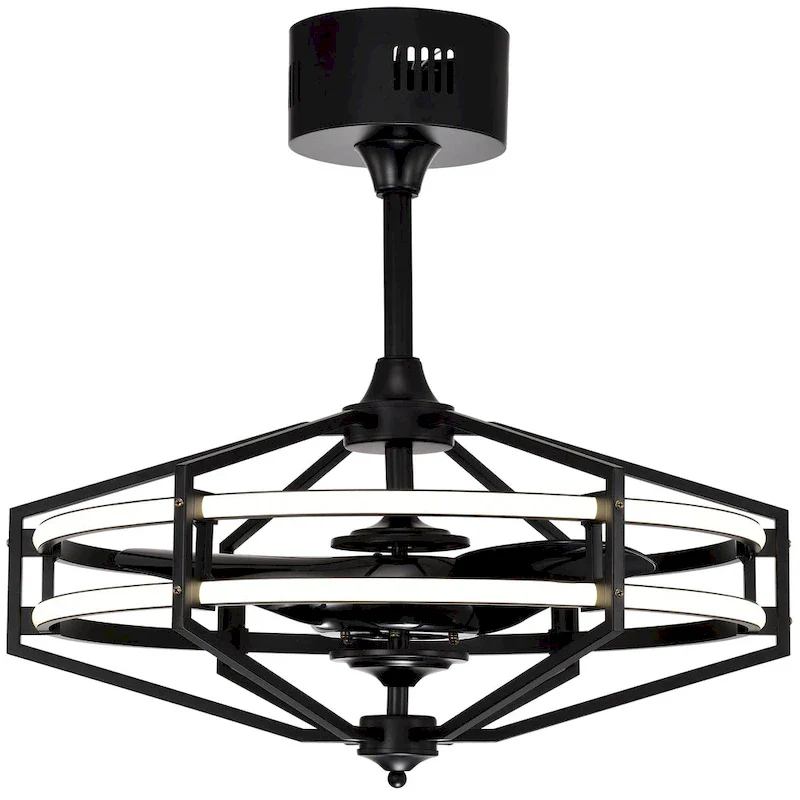 Hamza Matte Black 28-Inch Reversible 3-Blade LED Fandelier Ceiling Fan with Remote