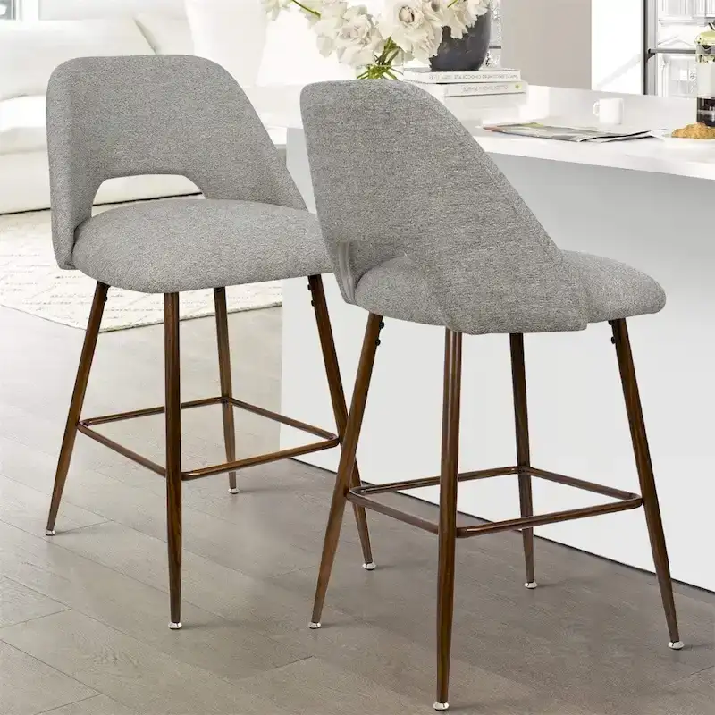 Upholstered Modern Bar Stool Walnut Leg