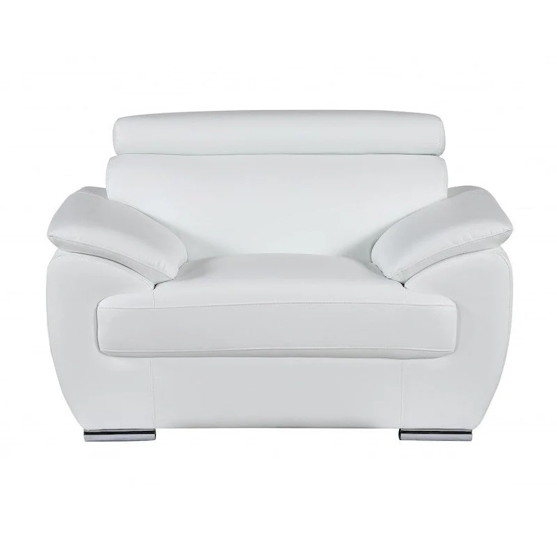 White Genuine Leather Recliner Chair and a Half - 38 Inch