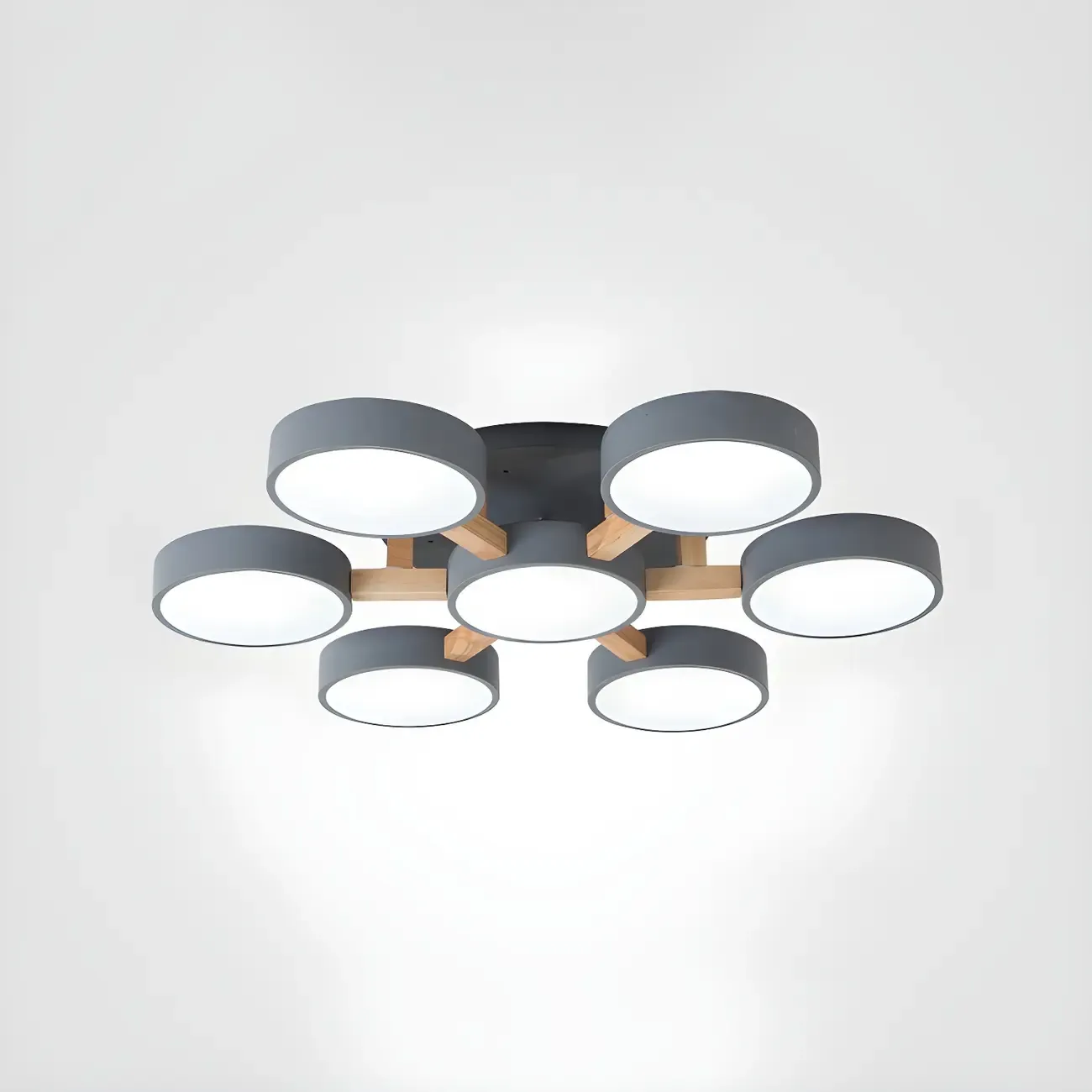 Green Drum Shade Semi Flush Ceiling Light 3-Gear Dimming