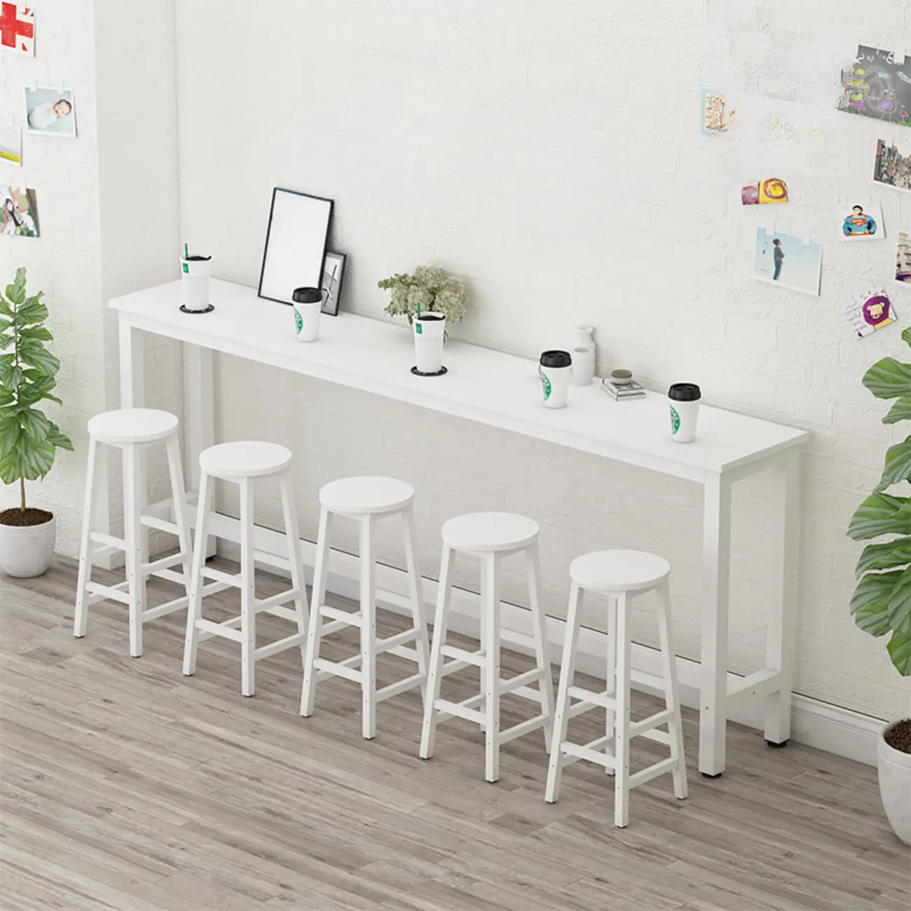 Modern White Wood Iron Rectangular Bar Tables