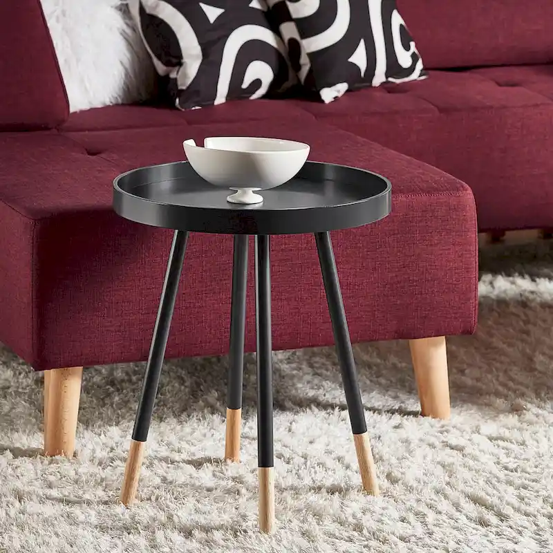 Paint-Dipped Round Tray-Top Side Table