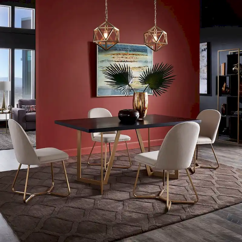 Black & Gold Rectangular Dining Table Set (4-Seat / 6-Seat / Table Only)