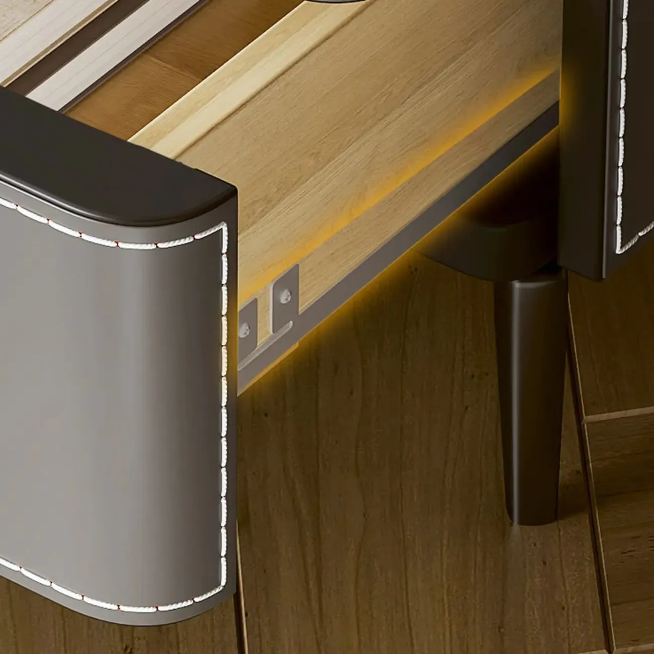 Modern Faux Leather Stone Top 2-Drawer Nightstand