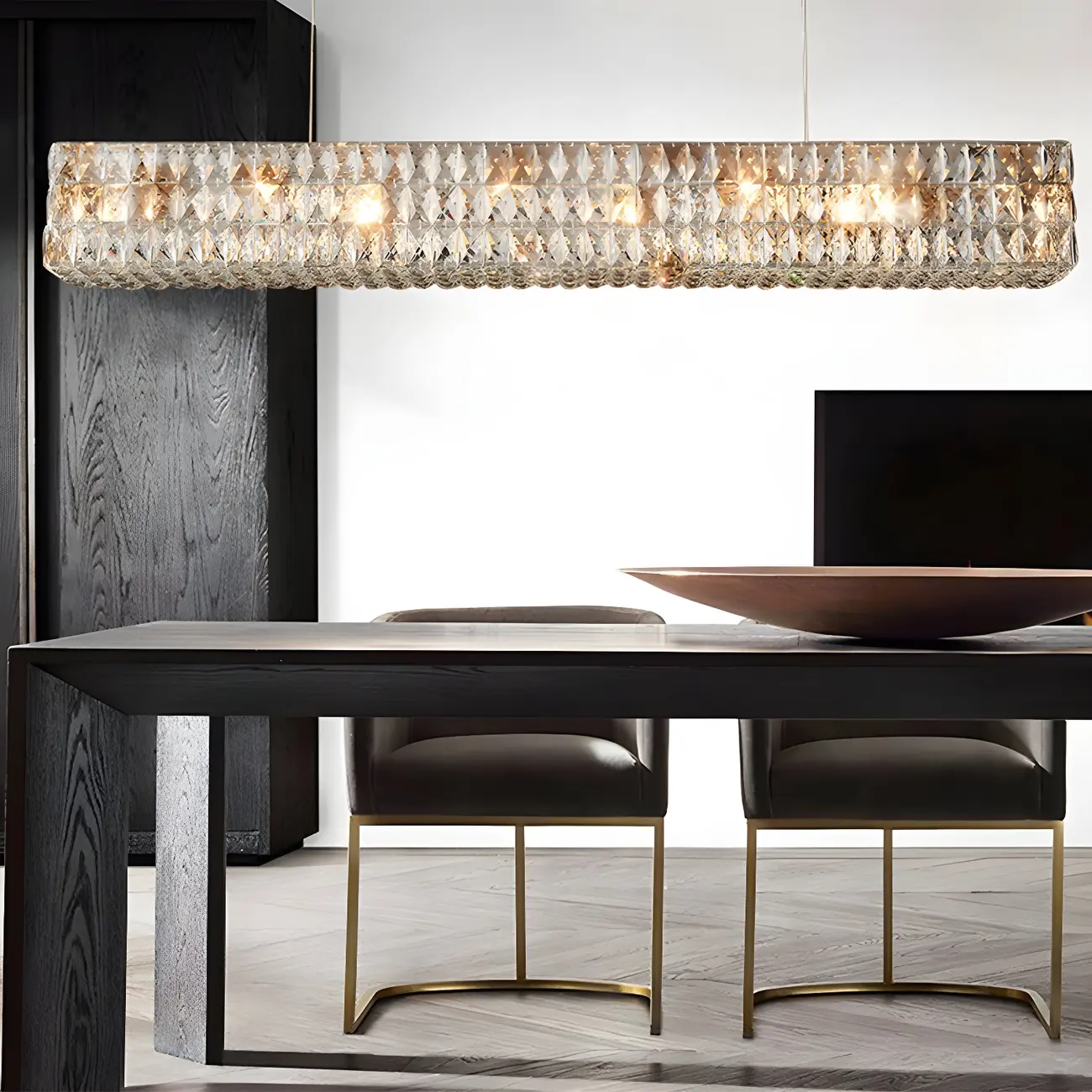 Modern Clear Crystal Rectangular Pendant Light