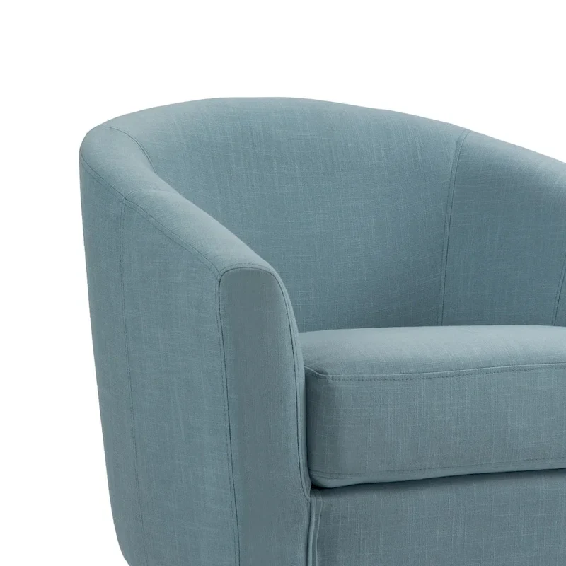 2 Set Modern Linen Barrel Accent Chairs Club Armchair