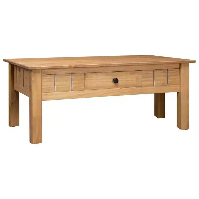 vidaXL Coffee Table Sofa End Table with Drawer Solid Wood Pine Panama Range - Brown
