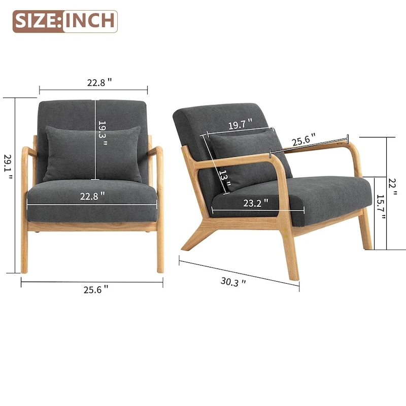 Mid-Century Velvet Upholstered Accent Chair Armchair w/Waist Cushion