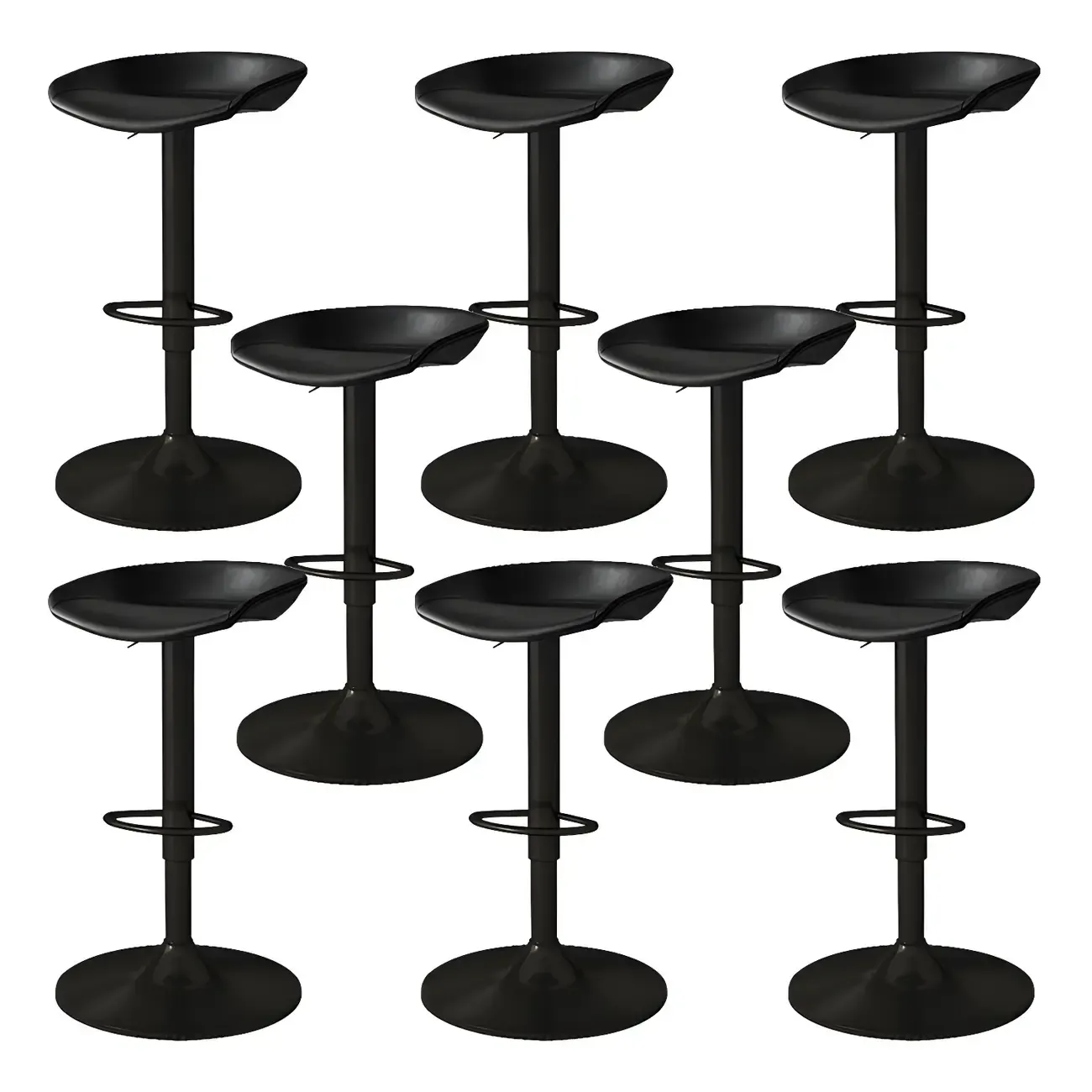 Modern Leather Black Pedestal Swivel Adjustable Bar Stool