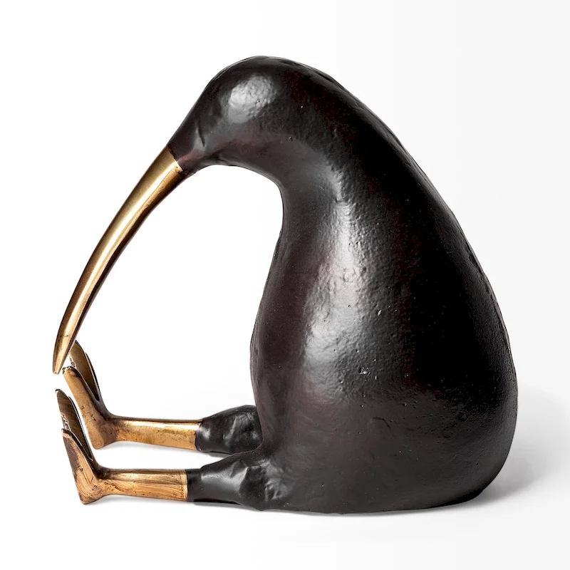 Dodo 7L x 4W Black Cast Aluminum Mauritian Bird Sculpture - 6.8L x 4.3W x 6.8H