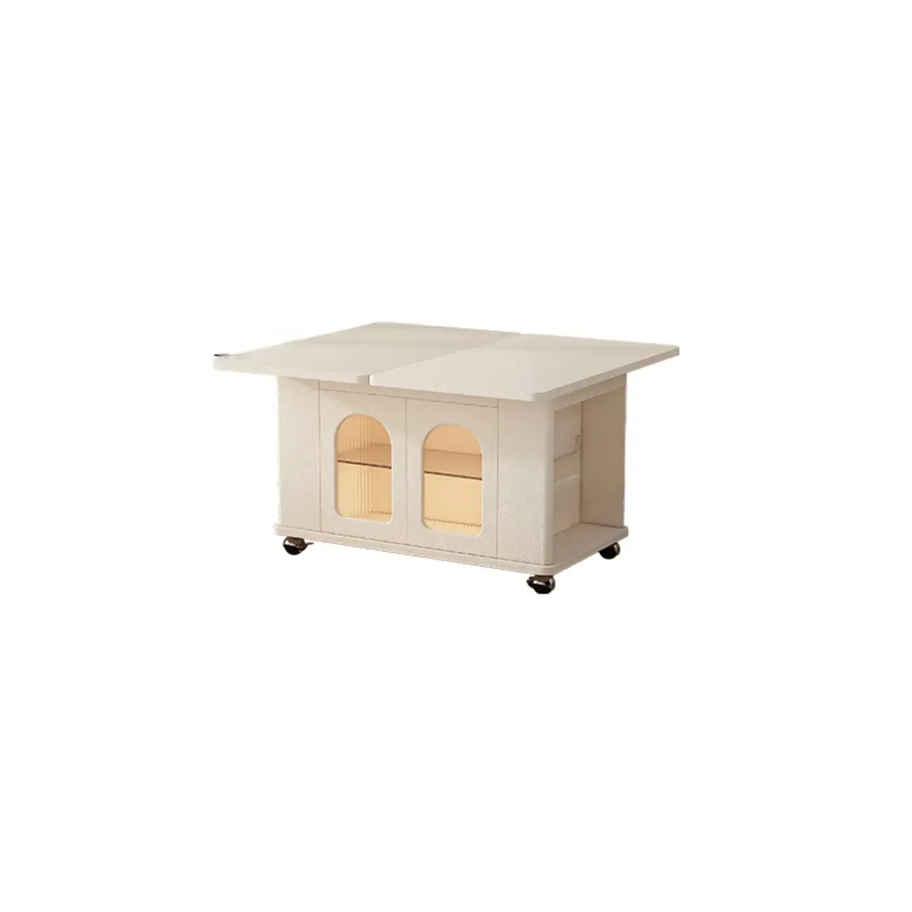 Foldable Wood White Modern Wheeled Small Side Table