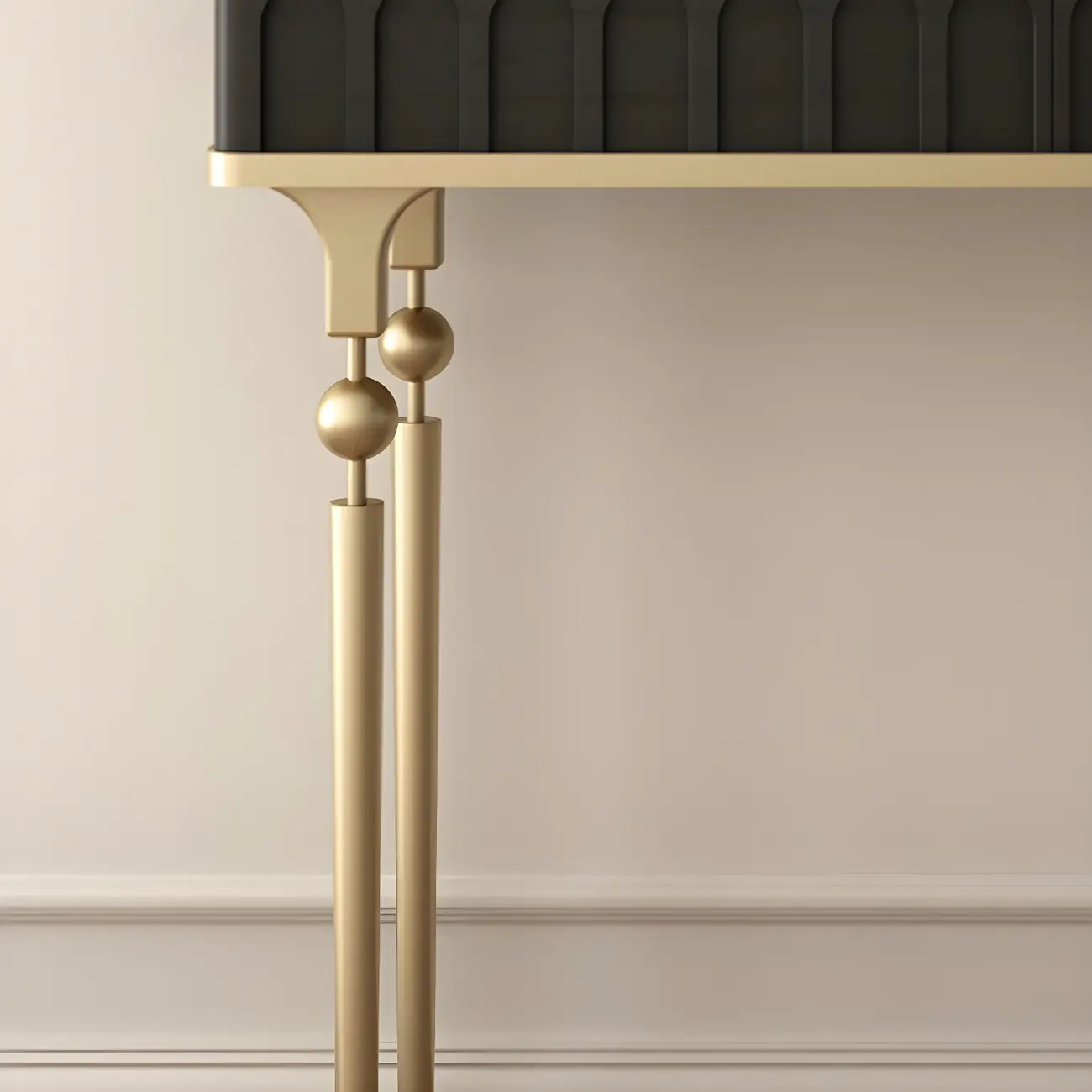 Modern Black Wood Gold Legs Console Table