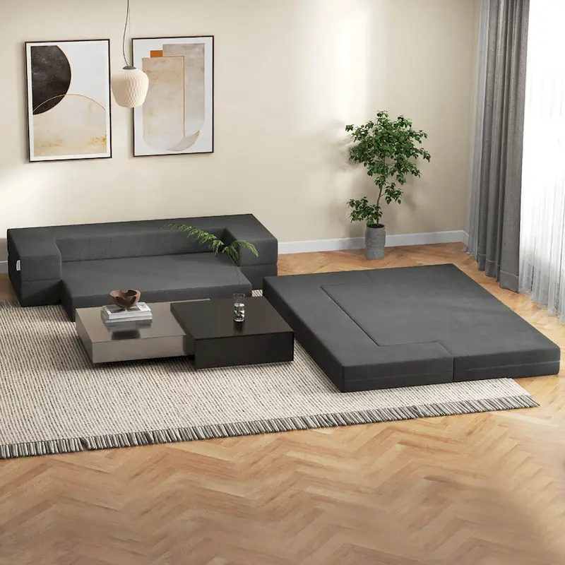 Costway 8-Inch Folding Sofa Bed with High-density Foam & Washable