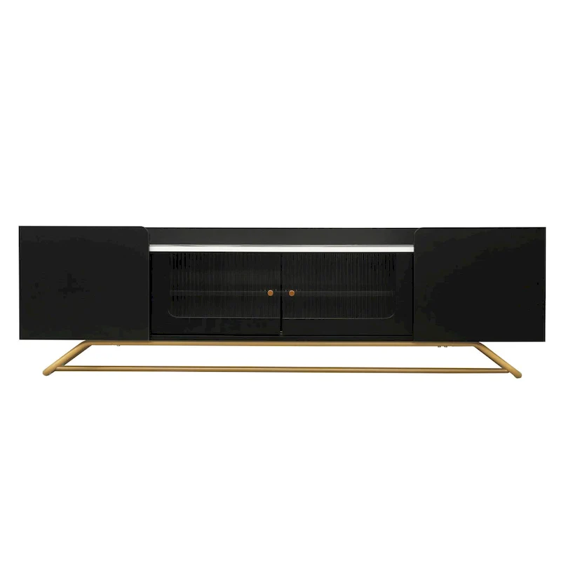 TV Console Table with Gold Frame Base