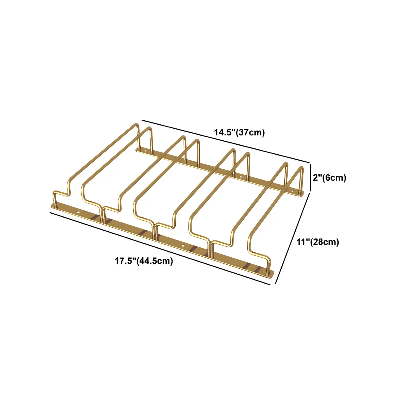 Gold Rectangular Hanging Metal Wine Glass Rack