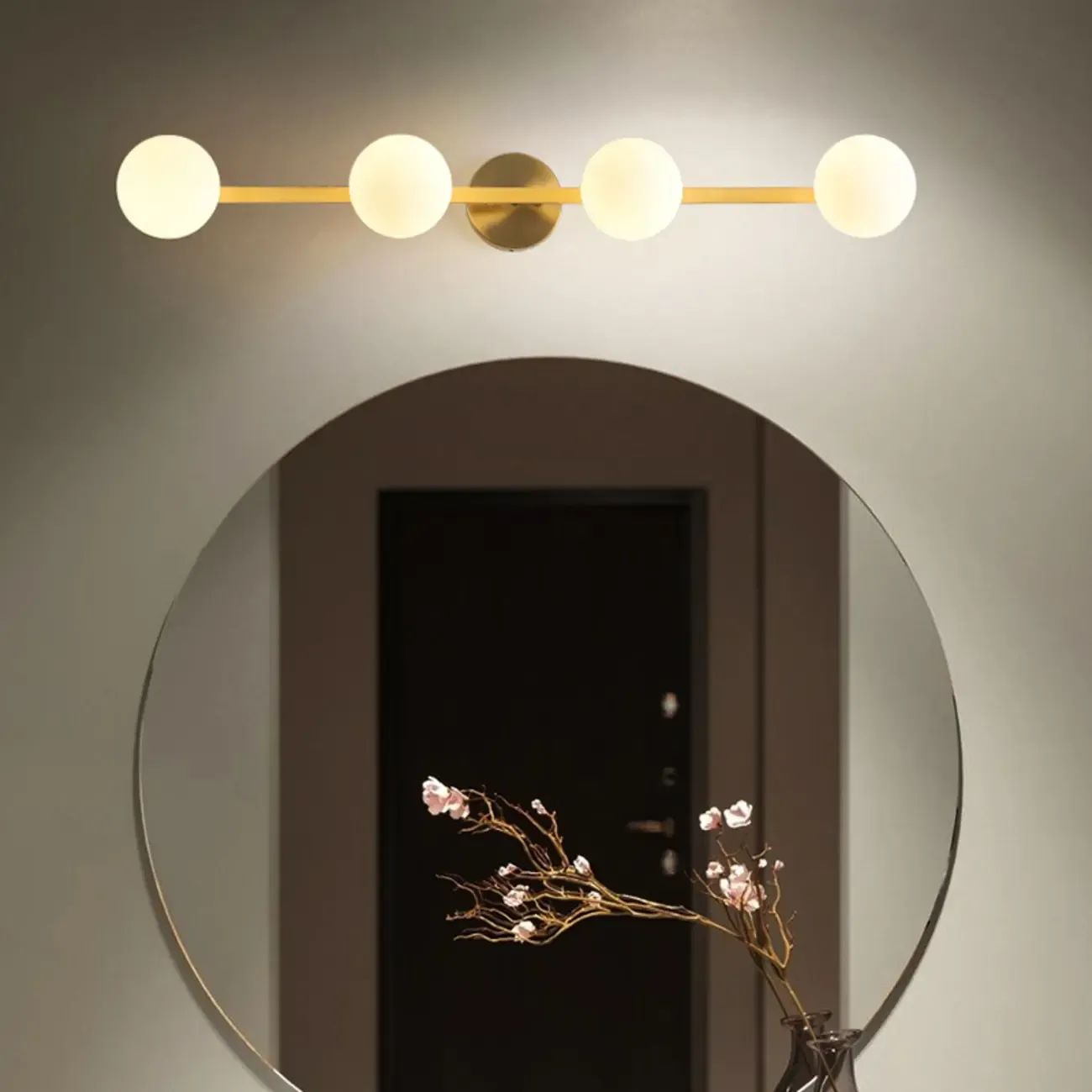Modern Gold Glass Globe Vanity Light for Bathroom