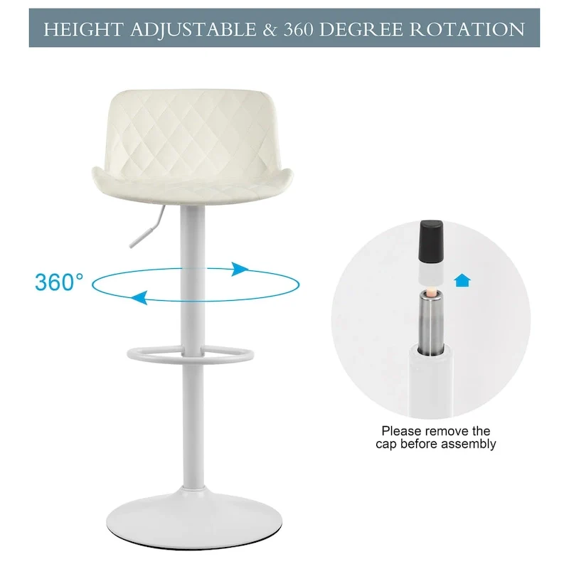 Faux Leather Adjustable Barstools Upholstered Counter Bar Pub Height Stools