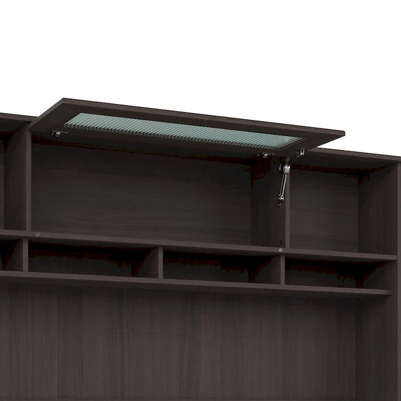 Ash Gray / Heather Gray / White / Modern Gray – Transitional Desk Hutch, 1-Person