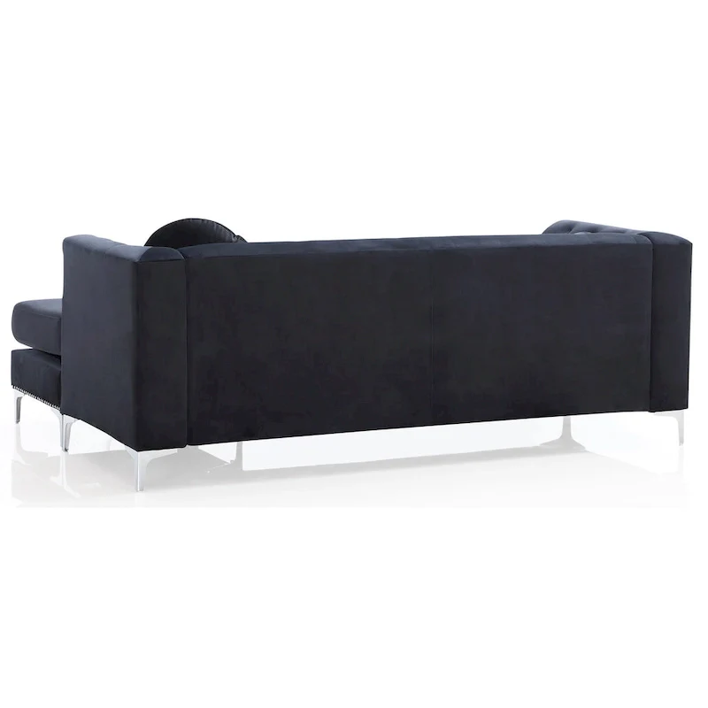 83 in. Tufted Velvet Sectional with 2-Throw Pillow - 83 L x 58 W x 31 H