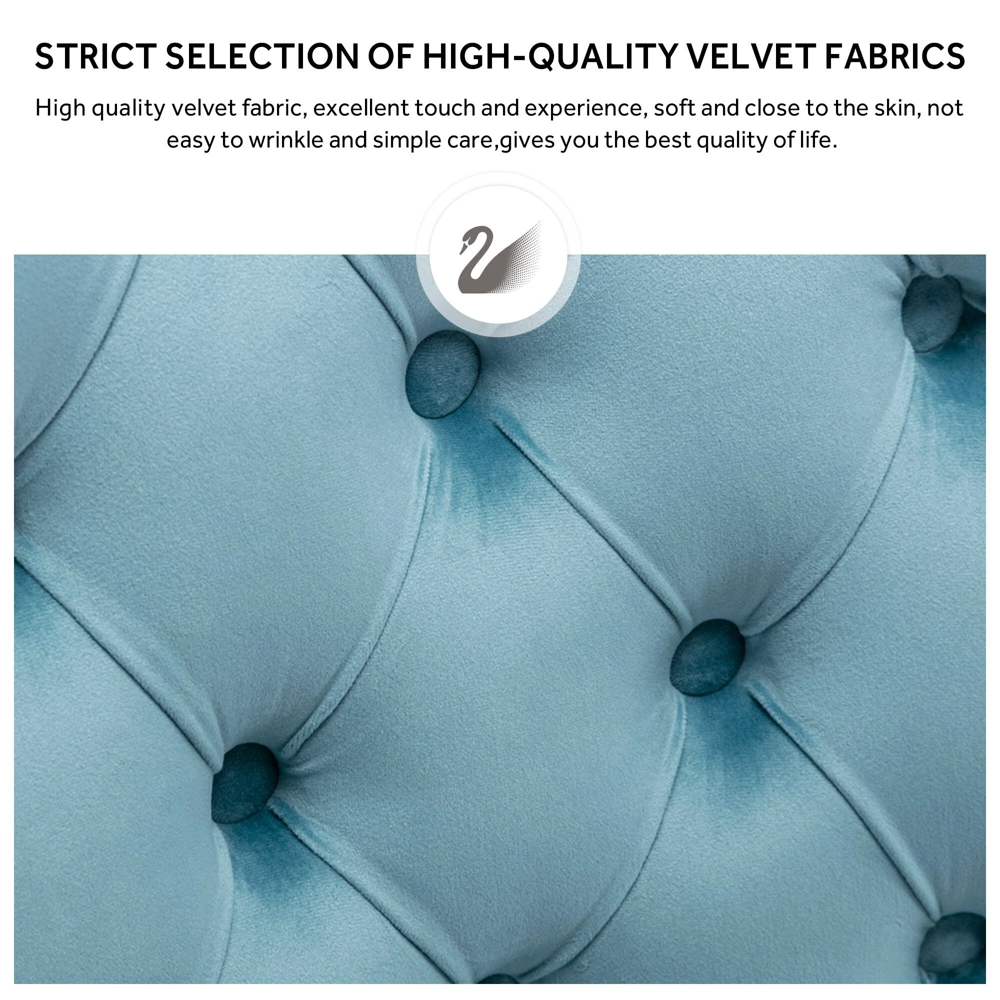 Upholstered Tufted Velvet Dining Chair with Solid Wood Legs Set of 6