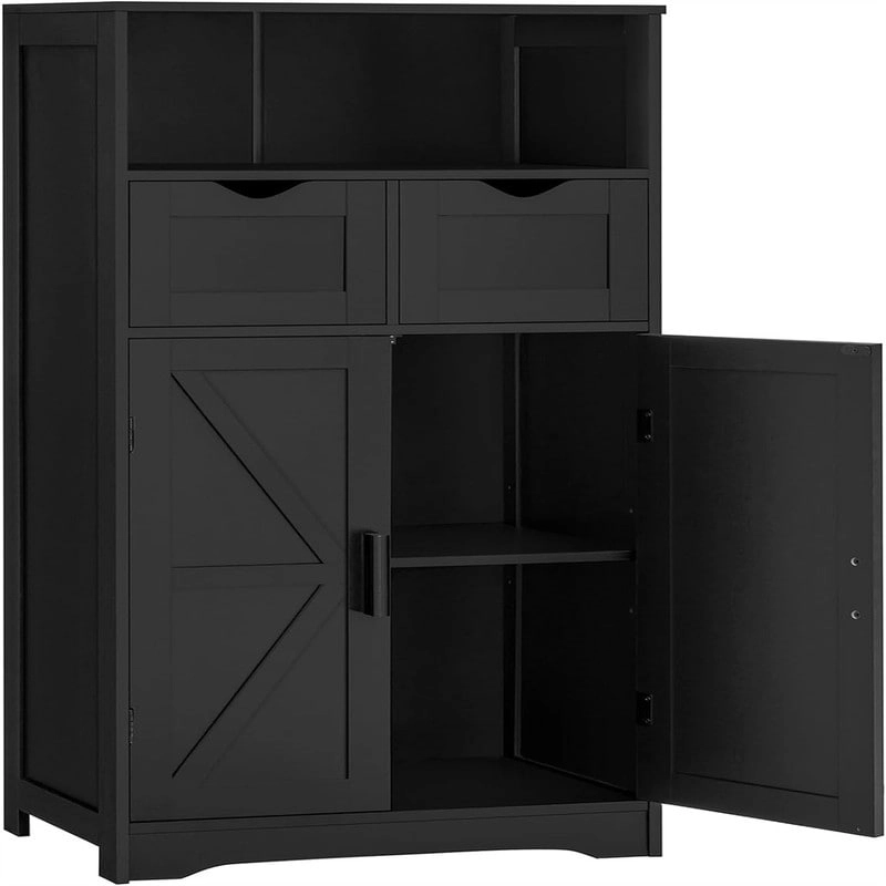 Floor Cabinet with 2 Doors 2 Drawers - 11.4 D x 23.6 W x 42.7 H