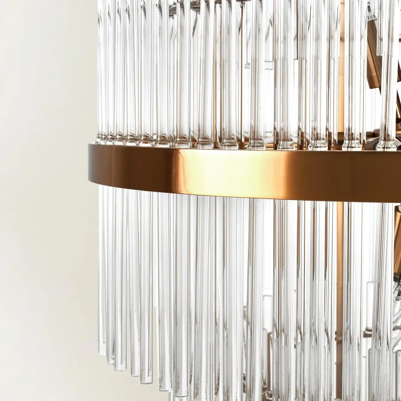 Modern Clear Glass Chandelier with Gold Finish