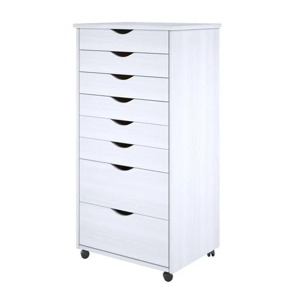 Adeptus Original Roll Cart, Solid Wood, 6 Plus 2 Drawer Extra Wide Roll Cart, White