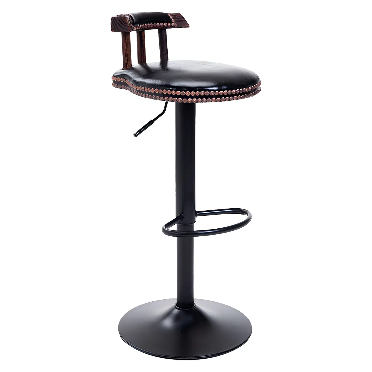 Industrial Round Leather Adjustable Bar Stools