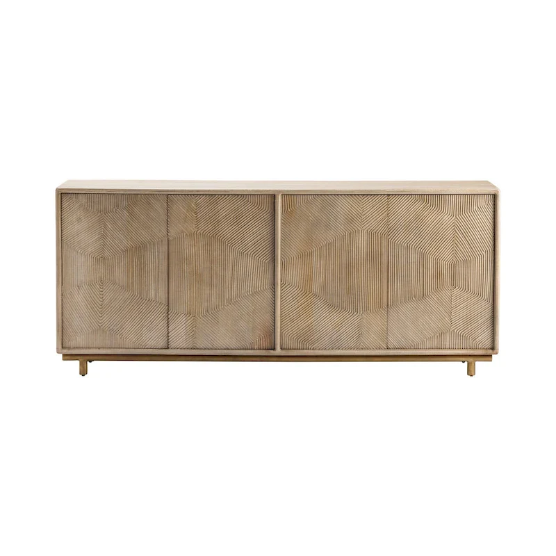 Tan 4-Door Wood Sideboard