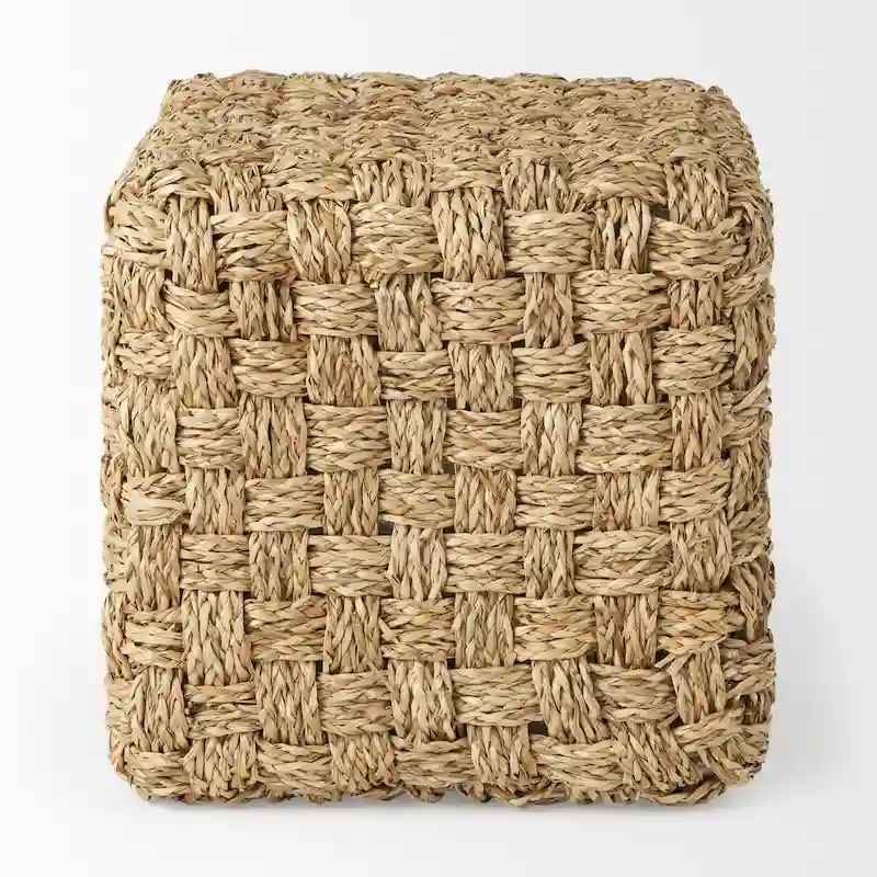 Mercana  Adele  Brown Woven Seagrass Square Pouf