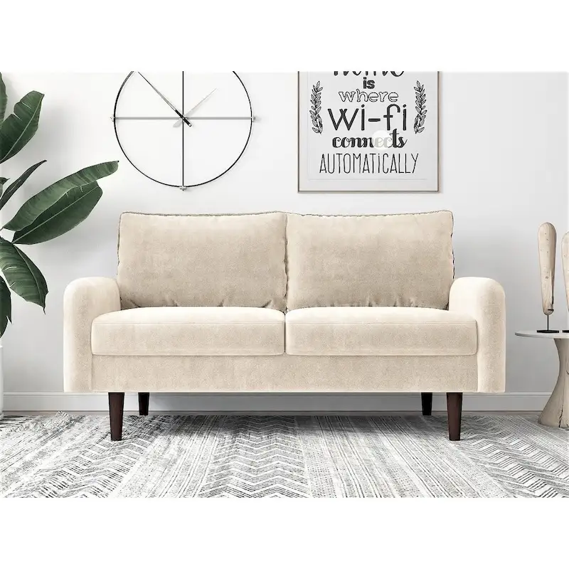 Velvet 2-Seater Loveseat with Tapered Legs