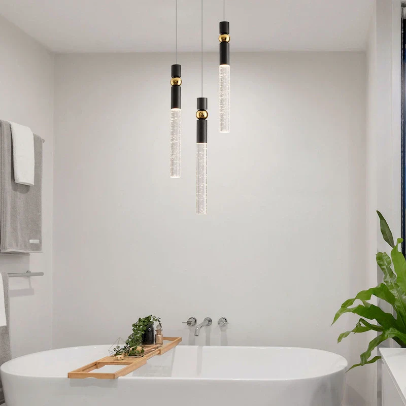 3-Light LED Crystal Pendant Light, Dimmable Ceiling Hanging Light Fixture