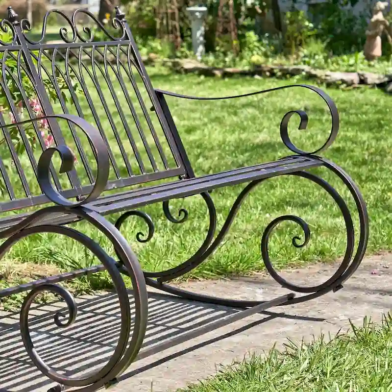 Iron Rocking Garden Bench Tatiana in Antique Bronze