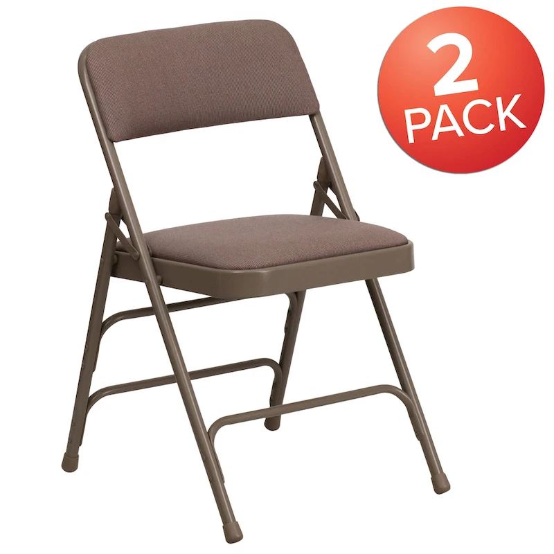 Set of 2 Metal Folding Chairs with Padded Seats