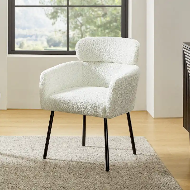Amos Modern Boucle Dining Chair with Adjustment Feet