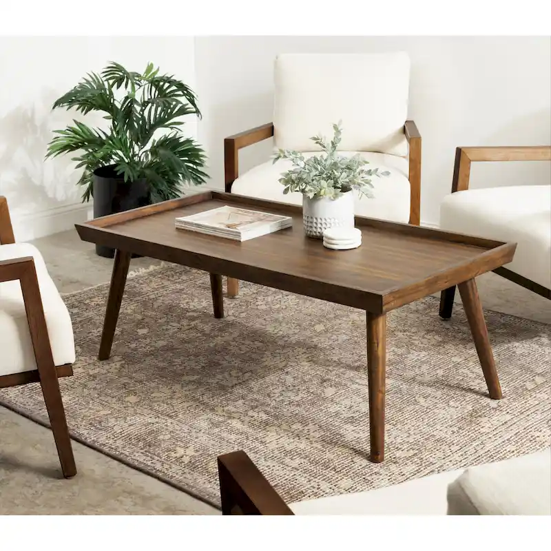 Walnut Brown Mid-Century Rectangle Coffee Table