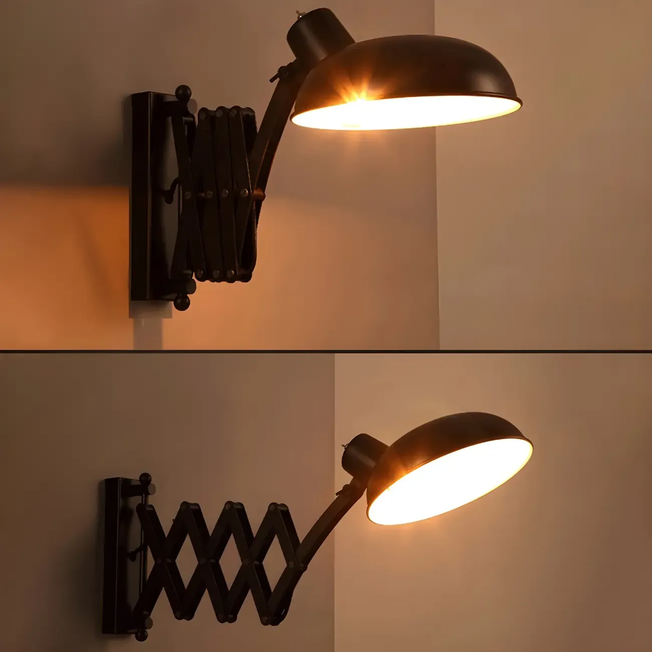 Retro Industrial Metal Black Swing Arm Wall Light