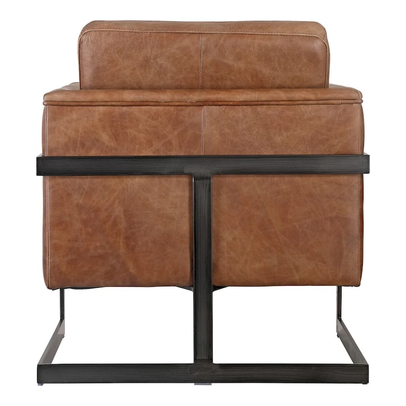 Aurelle Home Industrial Cappuccino Leather and Iron Club Chair